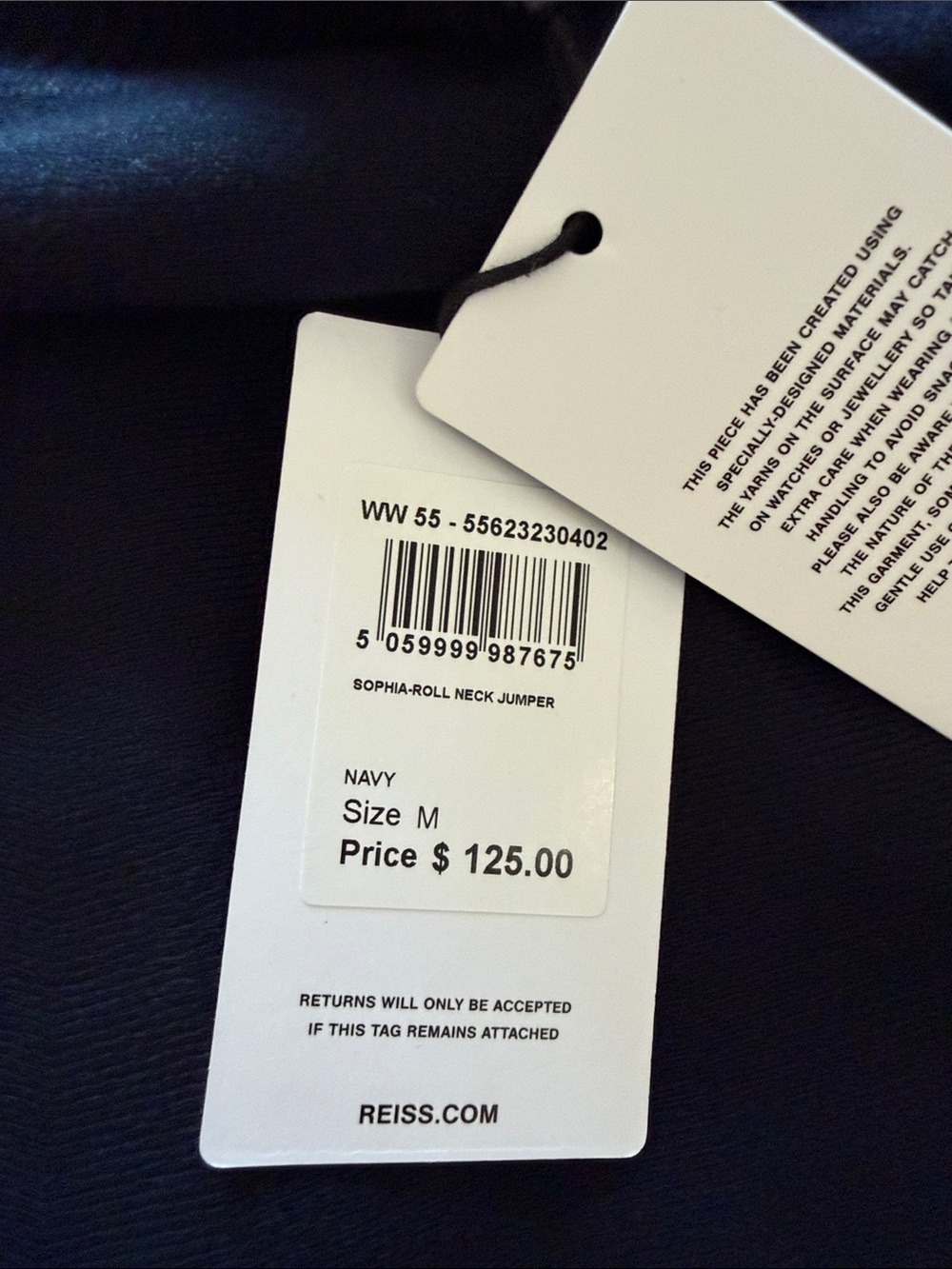 Reiss Navy Oversized Turtleneck Sweater - Picture 8 of 8